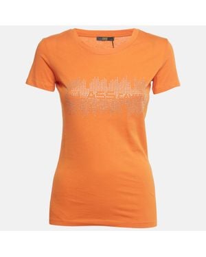 Roberto Cavalli Rhinestone Jersey T-Shirt - Orange