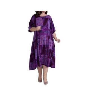 On The Plus Side Round Neck Short Sleeve Ojai Dress - Purple