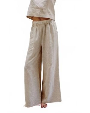 a.ren Emerie Wide Leg Pants - Natural