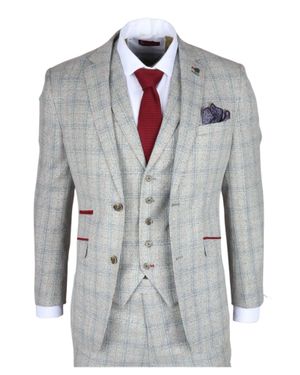 Robert Simon Andrew 3 Piece Checked Suit - Gray