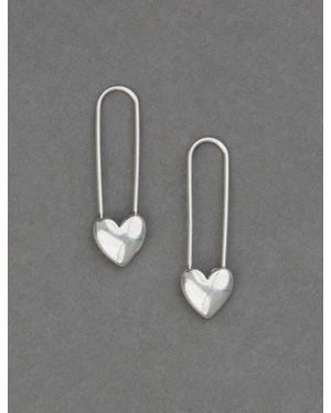 Lucky Brand Safety Pin Heart Earrings - Gray