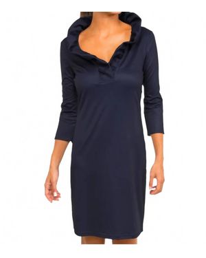 Gretchen Scott Jersey Ruffneck Mini Dress - Blue