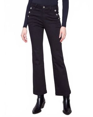 Charlie b Flare Leg Stretch Twill Pants With Buttons - Blue