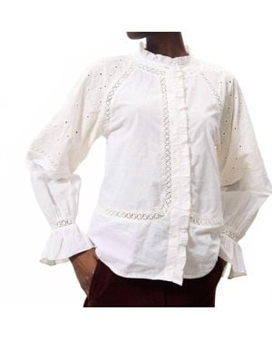 FRNCH Chadia Pattern Blouse - White