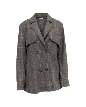 Self-Portrait Plaid Print Blazer - Gray