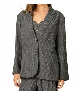 Mystree Sparklet Pinstripe Blazer - Gray