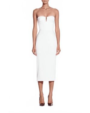 Alex Perry Strapless Cup Dress Satin Crepe Midi Dress - White