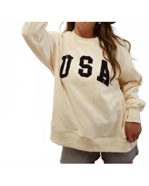 By Together Usa Crewneck Pullover Sweatshirt - Natural