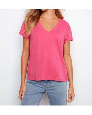 Charlie b Organic Cotton Drop Shoulder V-Neck T-Shirt - Red