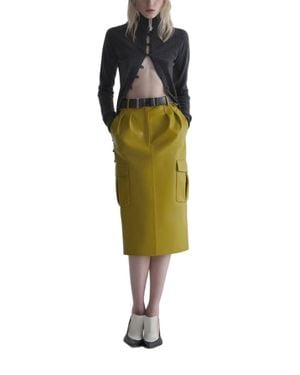 Mugler Triangular Open-Front Cropped Long-Sleeve Top - Green