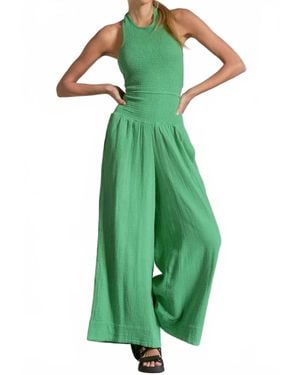 Elan Cotton Wide Legs Sweater - Green