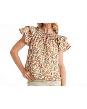 ..,merci Floral Flutter Sleeve Blouse - Multicolor