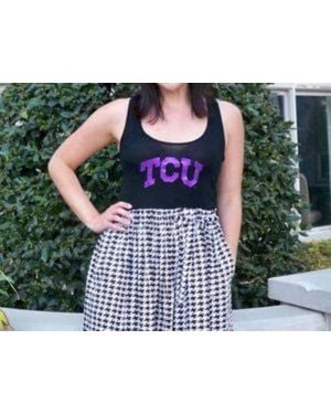 Gameday Couture Tcu Logo Houndstooth Tank Dress - Black