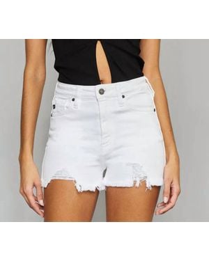 Kancan High Rise Distressed Shorts - White