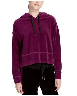 Calvin Klein Performance Cropped Velour Hoodie - Purple