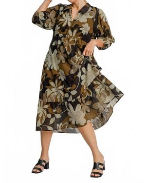 Umgee Floral Print Midi Dress - Multicolor