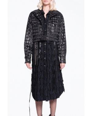 Videmus Omnia Checkmate Textured Vegan Leather Cropped Jacket - Black