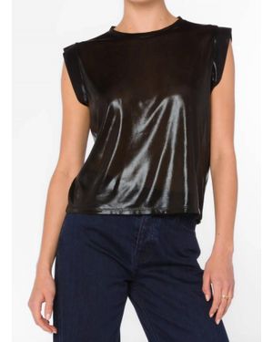 Velvet Heart Shiny Foil Crewneck Muscle Top - Black