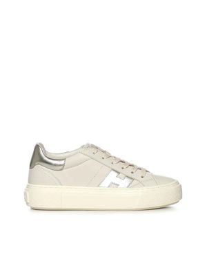 Hogan Light Low-Top Sneakers With Metallic Accents - Natural