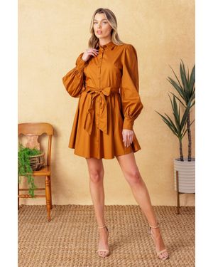 TRUEDAMES Eatons Neck Woven Mini Dress - Brown