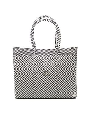Lolas Bag Chevron Travel Tote With Clutch - Black