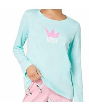 Hue Graphic Printed Pajama Top - Blue