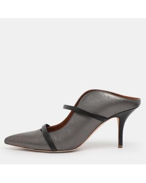 Malone Souliers Metallic Leather Maureen Pointed Toe Mules - Gray