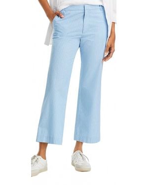 ATM Superfine Twill Stripe Boyfriend Pants - Blue