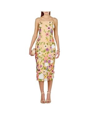 Endless Rose Floral Embroidered Midi Dress - Yellow