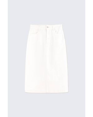 The Tiny Big Sister Midi Denim Skirt - White