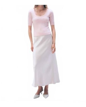 White + Warren Cashmere Scoop Neck Top - Purple