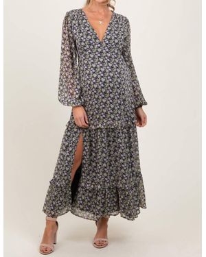 Baevely By Wellmade Brynlee Floral Maxi Dress - Gray