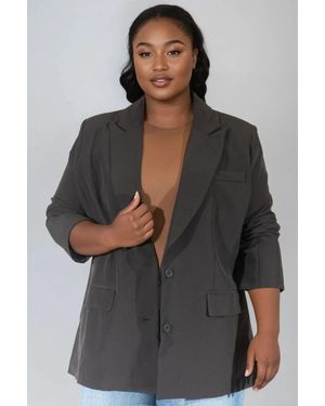 Forever 21 Plus Size Relaxed-Fit Blazer - Gray