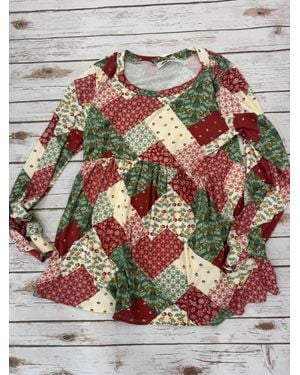 Haptics Holiday Patchwork Babydoll Dress - Gray