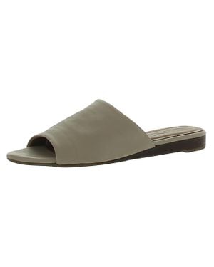 BUENO Dina Leather Peep-Toe Slide Sandals - Brown