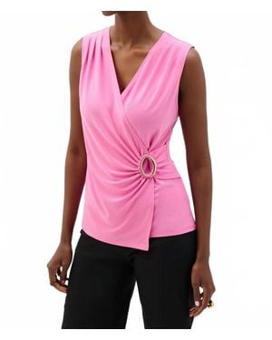 Joseph Ribkoff Chic Sleeveless V-Neck Pullover Top - Pink