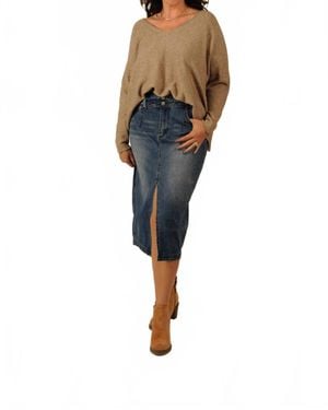 Eesome Denim Delight Midi Skirt - Blue