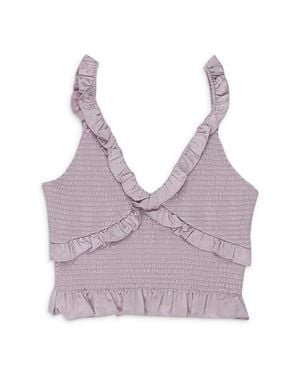 CALLIPYGIAN Satin Smocked Lilac Tank Top - Purple