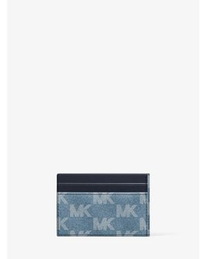 Michael Kors Cooper Medium Logo Jacquard Denim Wallet - Blue