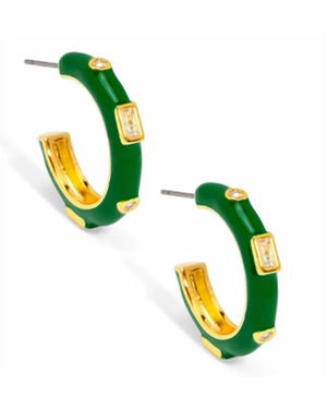 Zenzii Small Enamel Crystal Earrings - Green