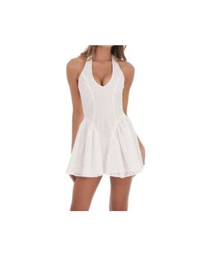 Loly In The Sky Florence Eyelet Halter Mini Dress - White