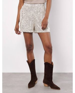 Apricot Sequin Pullon Shorts - White