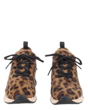 Ash Animal Print Textured Furry Sneakers - Brown