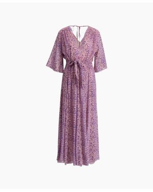 forte_forte Heartbeat Print Cotton Silk Voile Cut Out Dress - Purple