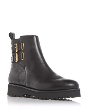 Andre Assous Pandora Boots Croc Embossed Leather Bootie Htat495 - Black