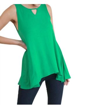 Umgee Keyhole Sleeveless Top - Green