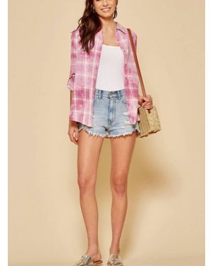 Savanna Jane Soaring Eagle Embroidered Button-Down - Pink