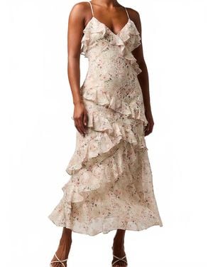 Lulus Bryson Ruffled Embroidered Sequin Dress - Natural