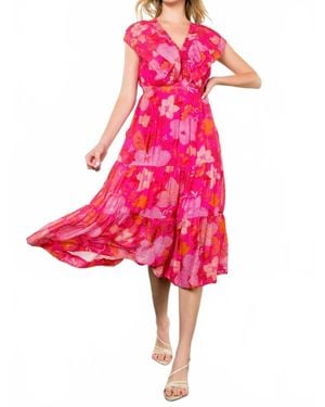 Thml Franny Flutter Sleeve Floral Dress - Pink