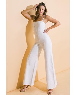TRUEDAMES Perfect Shine Twill Jumpsuit - Natural